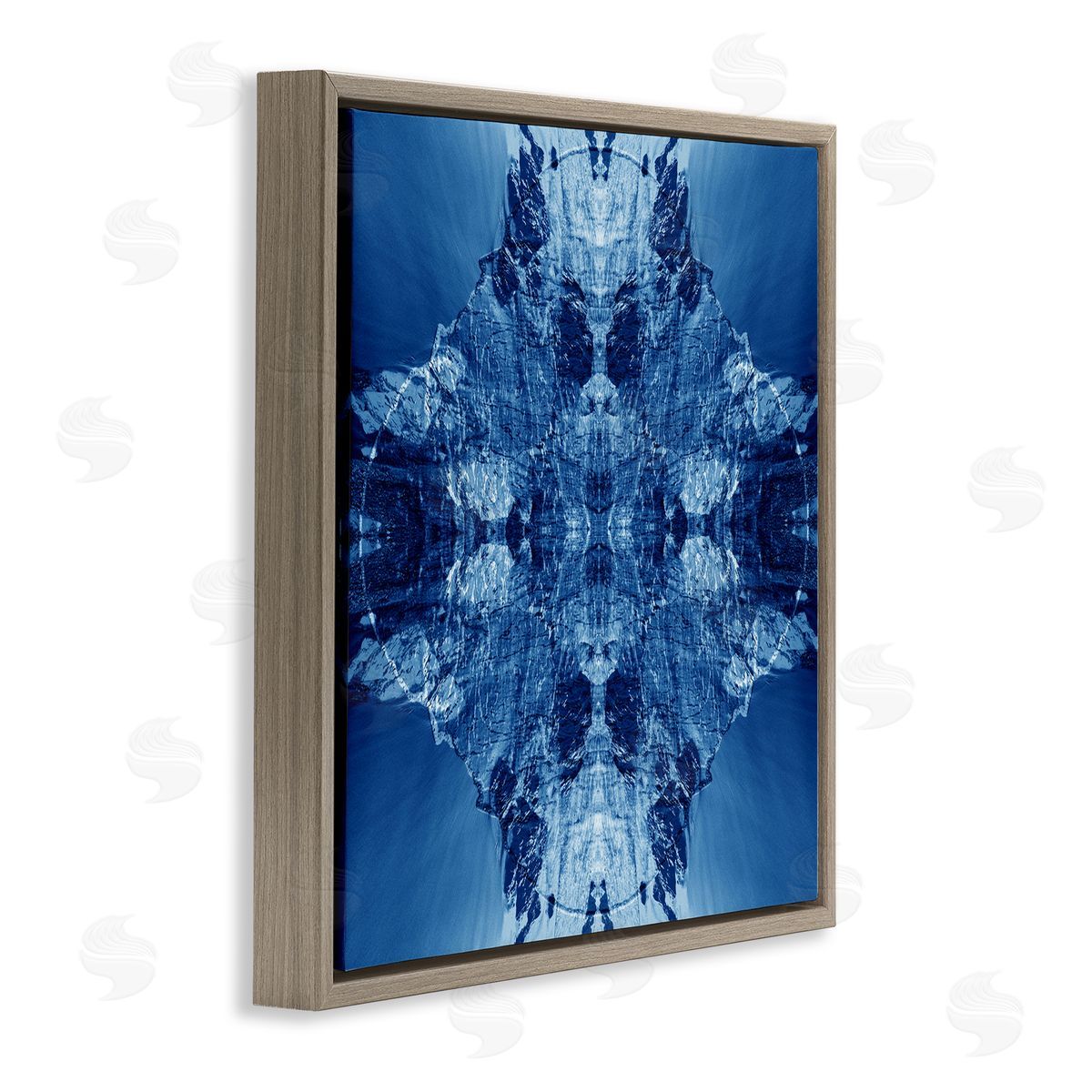 El Perkin Mirrored Symmetry Pattern Brown Floating Frame Canvas Wall Art Print