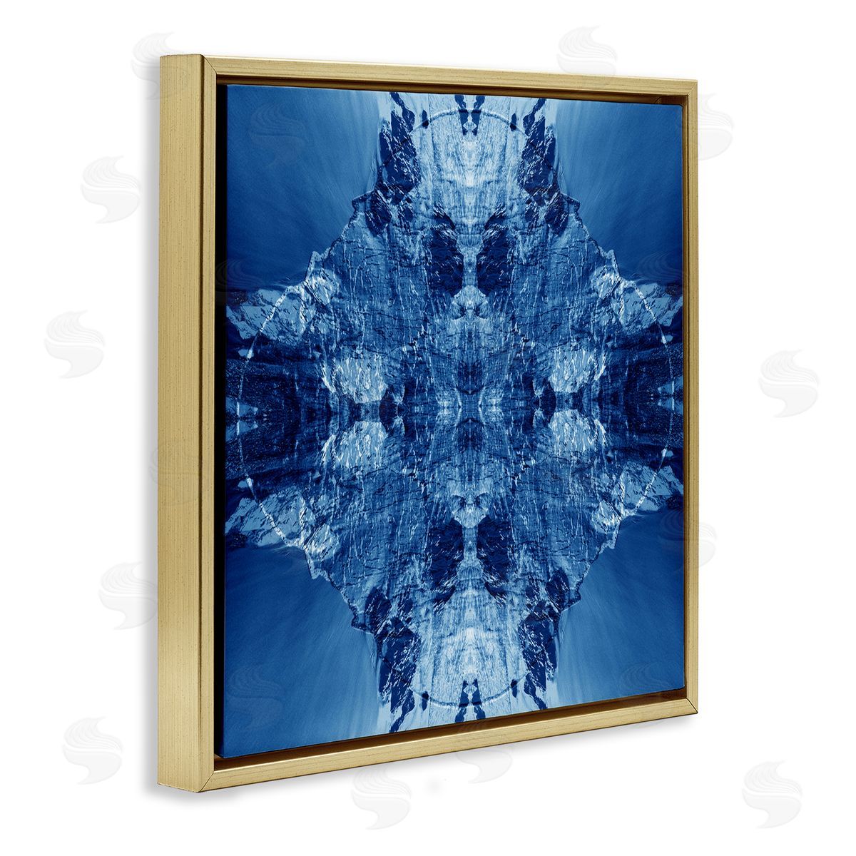 El Perkin Mirrored Symmetry Pattern Gold Floating Frame Canvas Wall Art Print