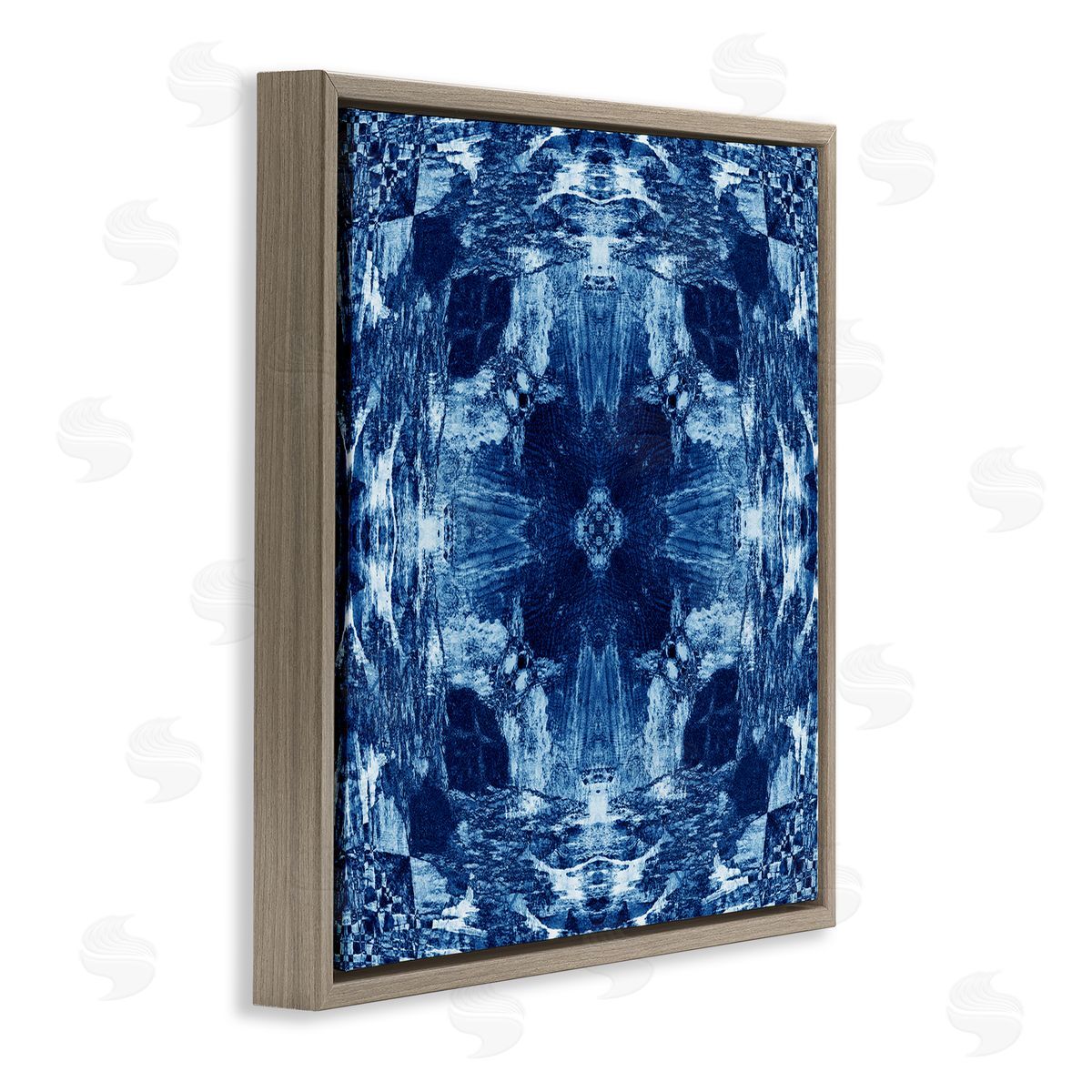 El Perkin Blue Mirrored Symmetry Brown Floating Frame Canvas Wall Art Print