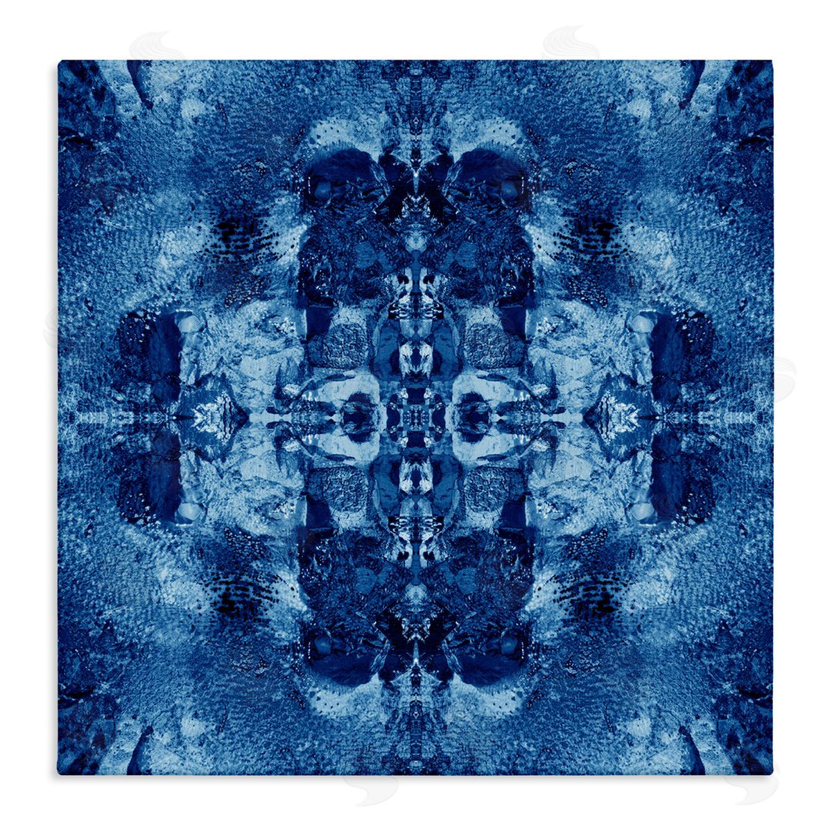 El Perkin Blue Mirrored Pattern Canvas Wall Art Print