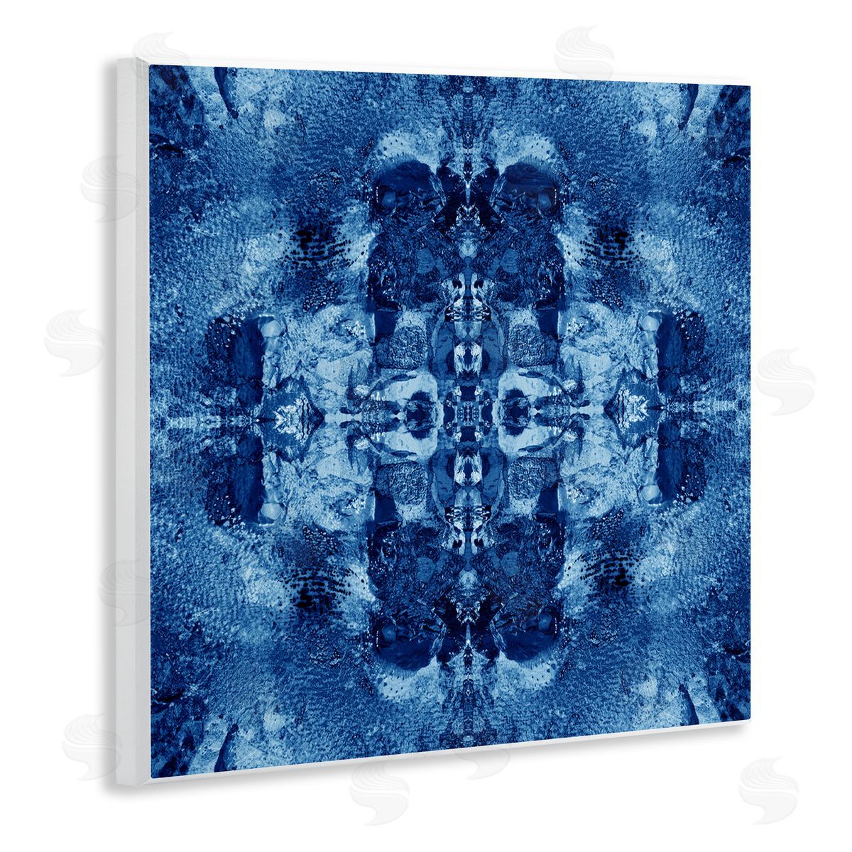 El Perkin Blue Mirrored Pattern Wooden Wall Plaque Art Print