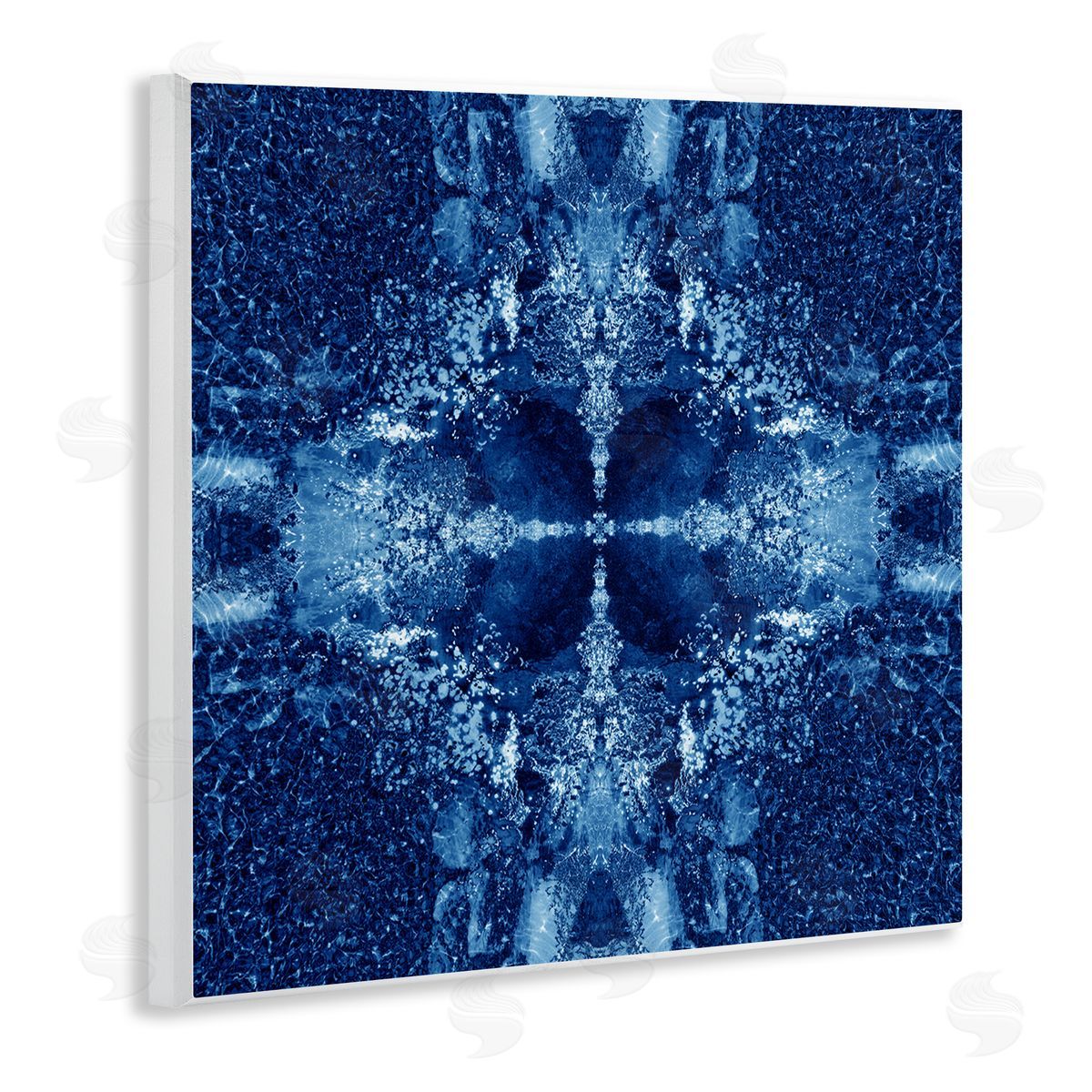 El Perkin Blue Detailed Symmetry Wooden Wall Plaque Art Print