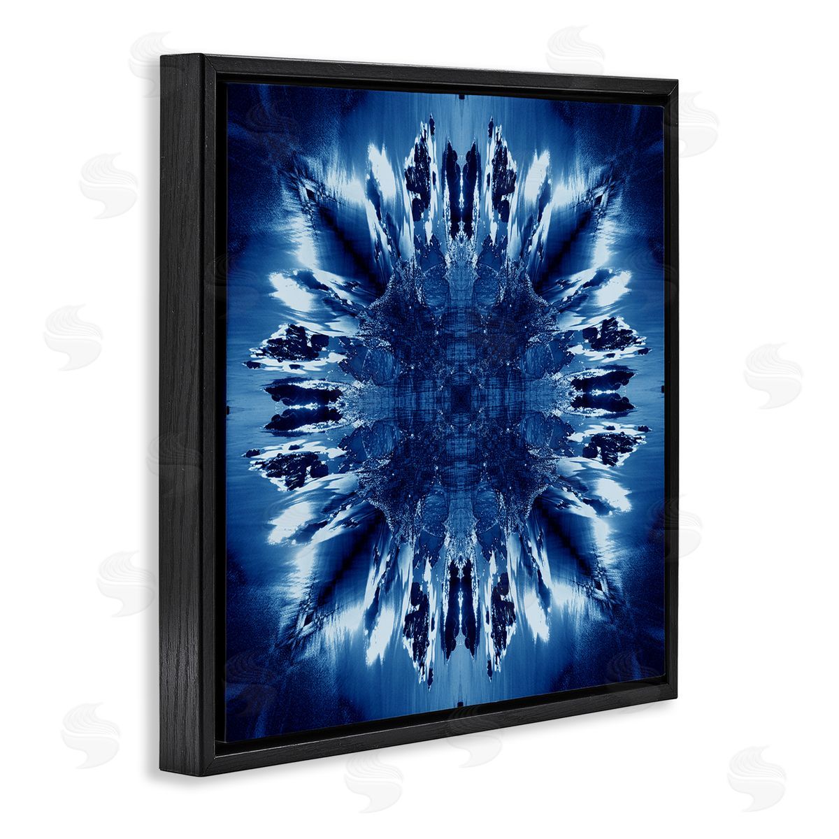 El Perkin Tie Dye Mirrored Shapes Black Floating Frame Canvas Wall Art Print