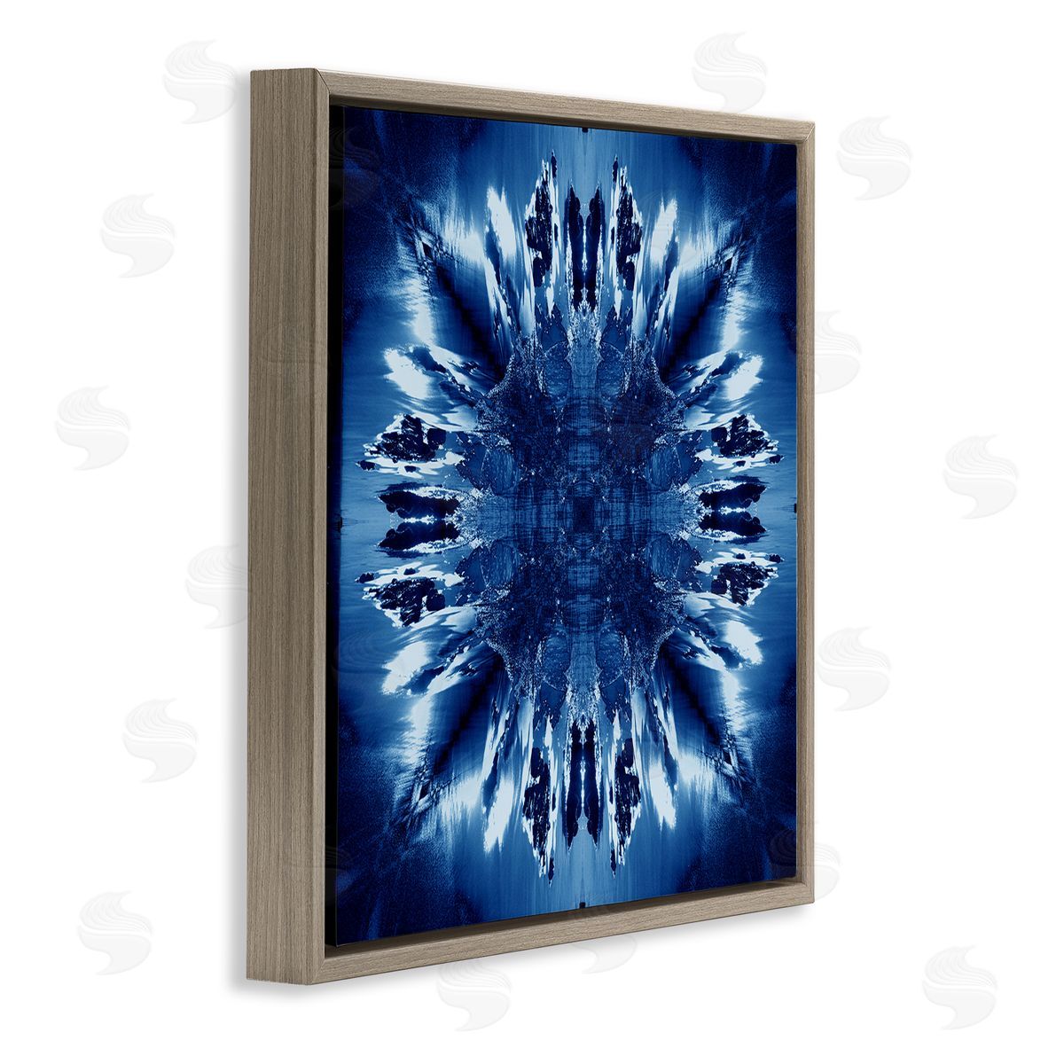 El Perkin Tie Dye Mirrored Shapes Brown Floating Frame Canvas Wall Art Print