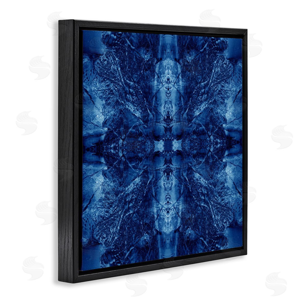 El Perkin Balanced Tie Dye Pattern Black Floating Frame Canvas Wall Art Print