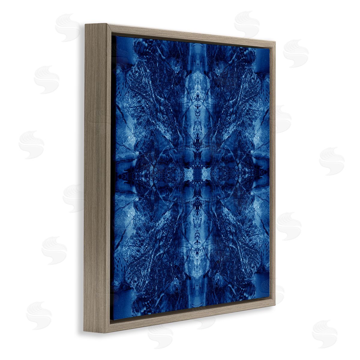 El Perkin Balanced Tie Dye Pattern Brown Floating Frame Canvas Wall Art Print