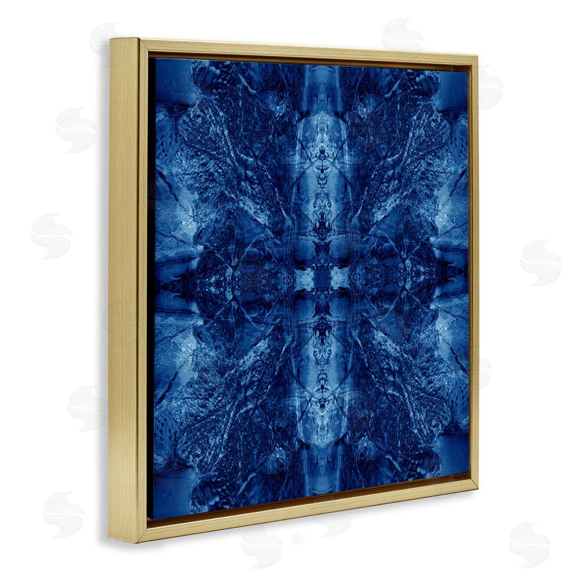 El Perkin Balanced Tie Dye Pattern Gold Floating Frame Canvas Wall Art Print