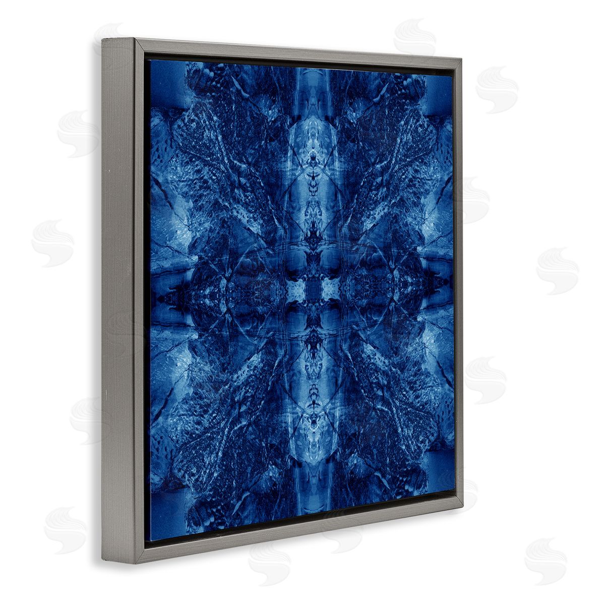 El Perkin Balanced Tie Dye Pattern Gray Floating Frame Canvas Wall Art Print