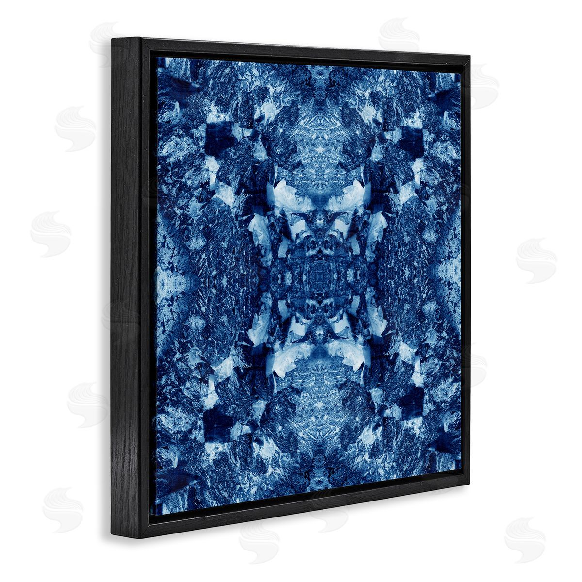 El Perkin Mosaic Tie Dye Pattern Black Floating Frame Canvas Wall Art Print