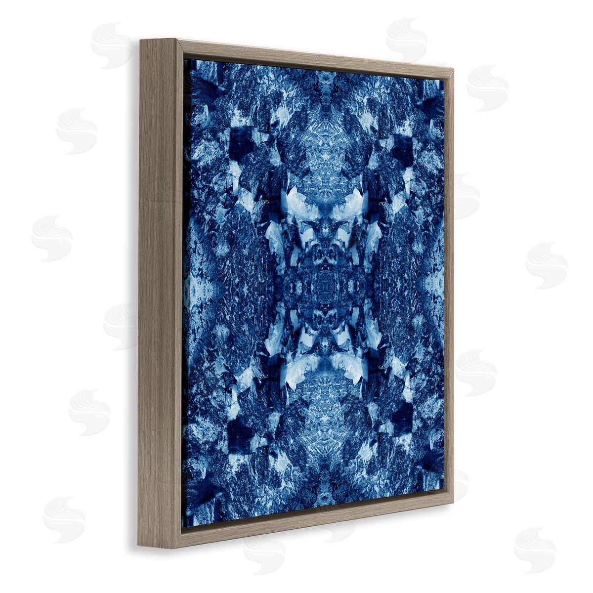 El Perkin Mosaic Tie Dye Pattern Brown Floating Frame Canvas Wall Art Print