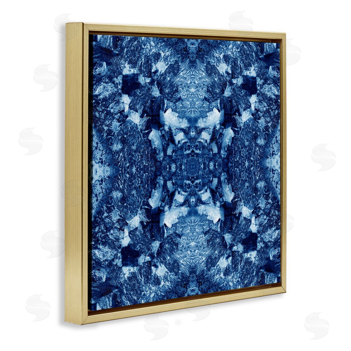 El Perkin Mosaic Tie Dye Pattern Gold Floating Frame Canvas Wall Art Print