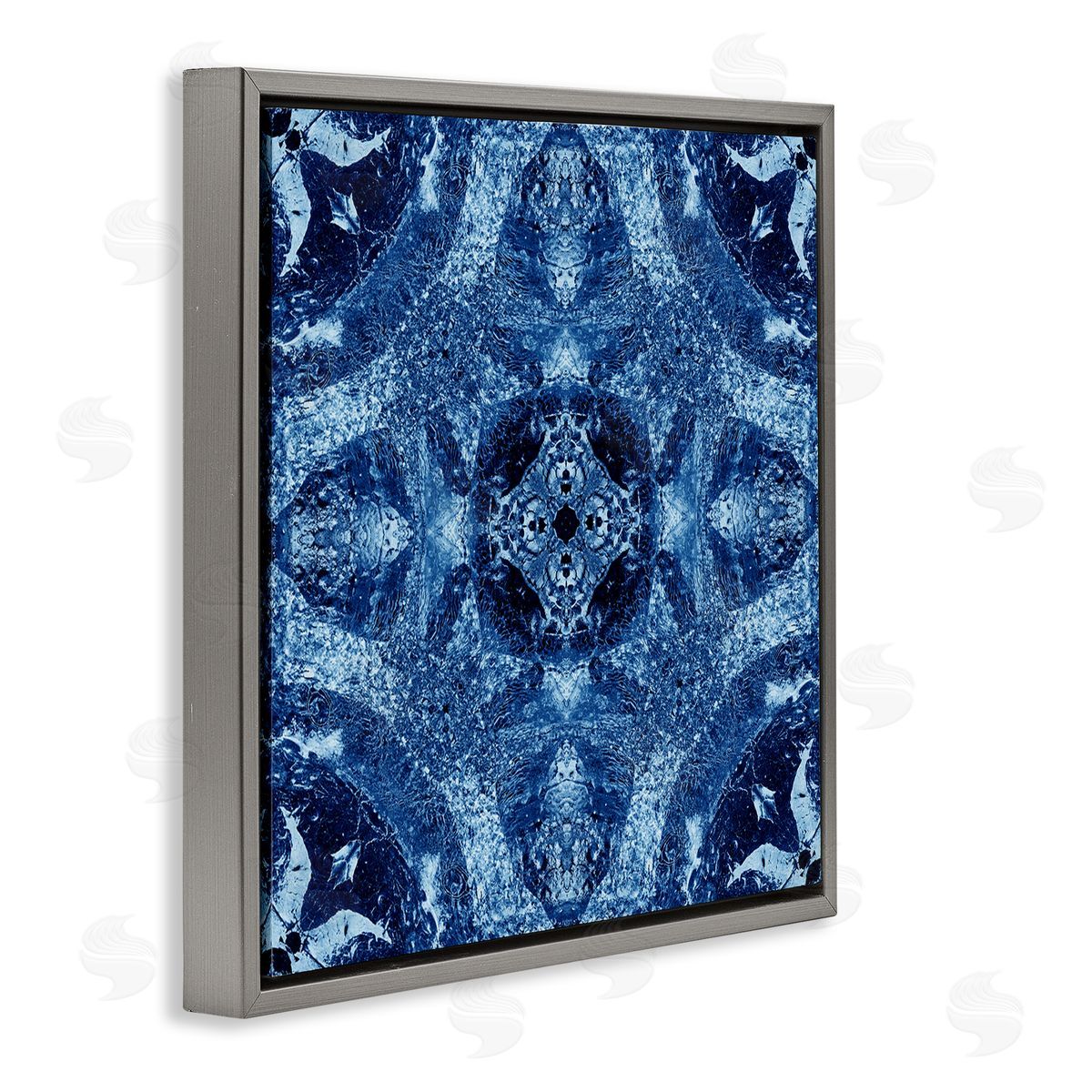 El Perkin Mosaic Tile Pattern Gray Floating Frame Canvas Wall Art Print