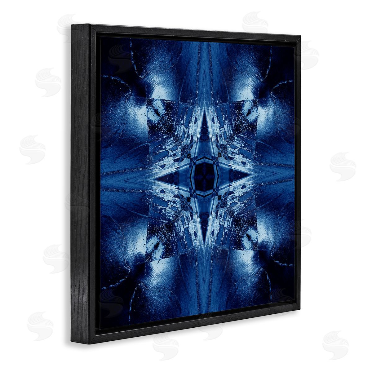El Perkin Dark Mirrored Mosaic Black Floating Frame Canvas Wall Art Print