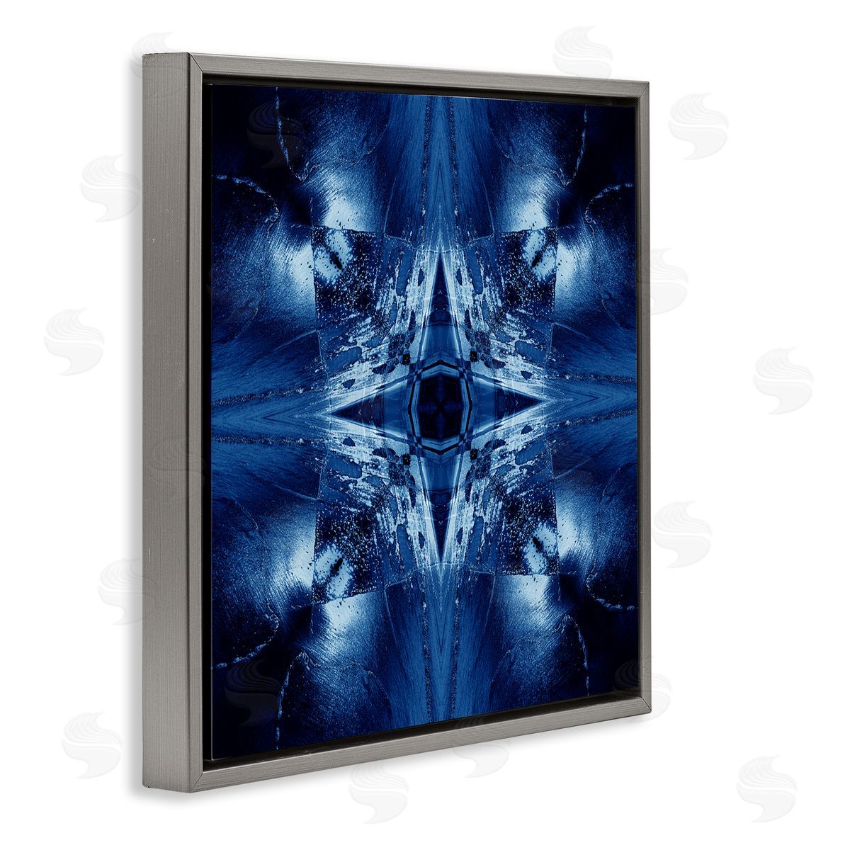 El Perkin Dark Mirrored Mosaic Gray Floating Frame Canvas Wall Art Print
