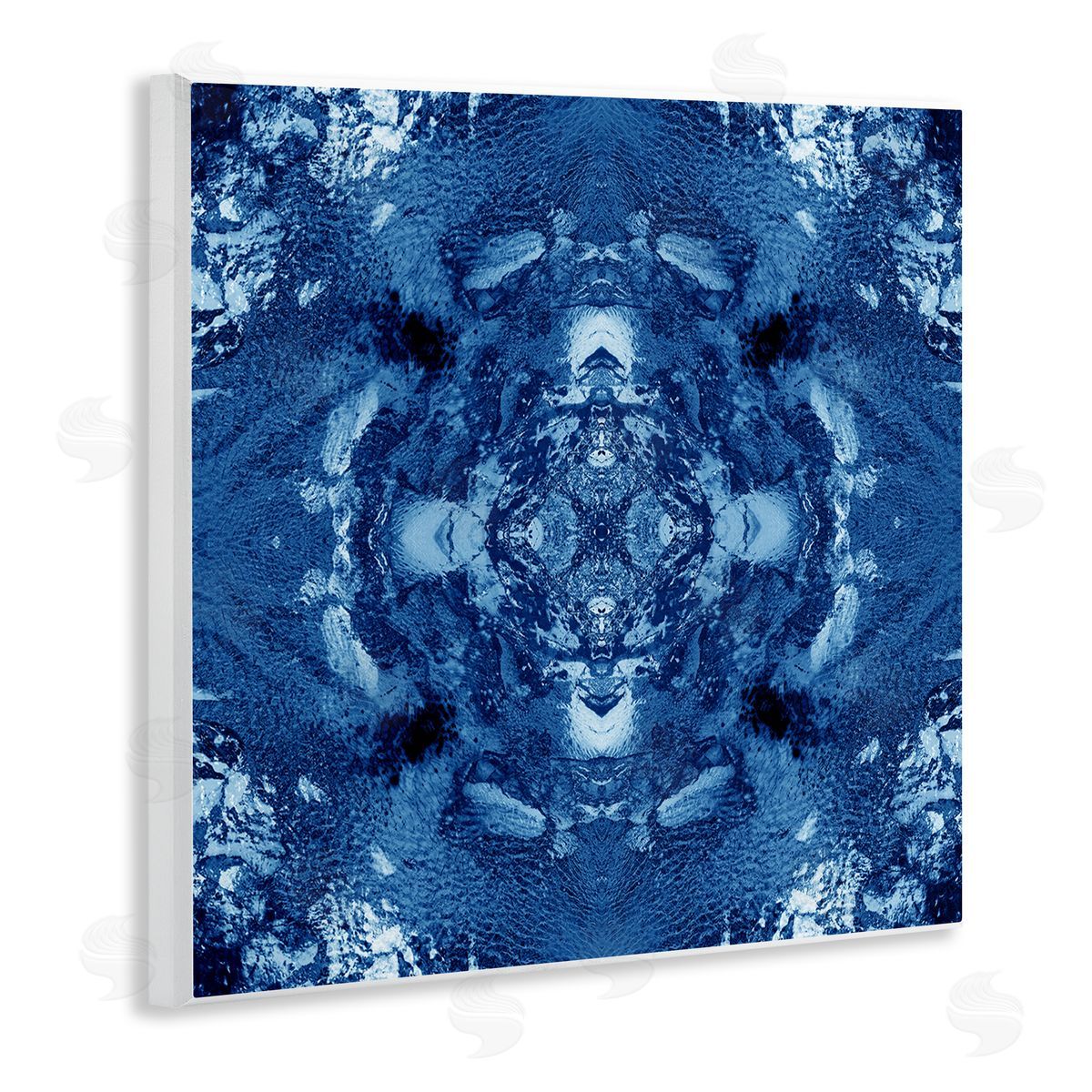 El Perkin Blue & White Mosaic Wooden Wall Plaque Art Print
