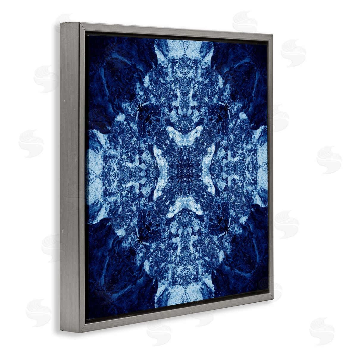 El Perkin Mosaic Pattern on Blue Gray Floating Frame Canvas Wall Art Print