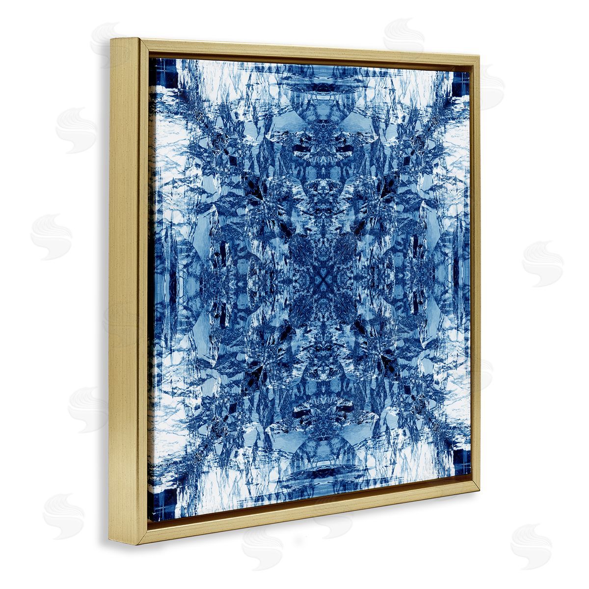 El Perkin Mosaic Pattern on White Gold Floating Frame Canvas Wall Art Print