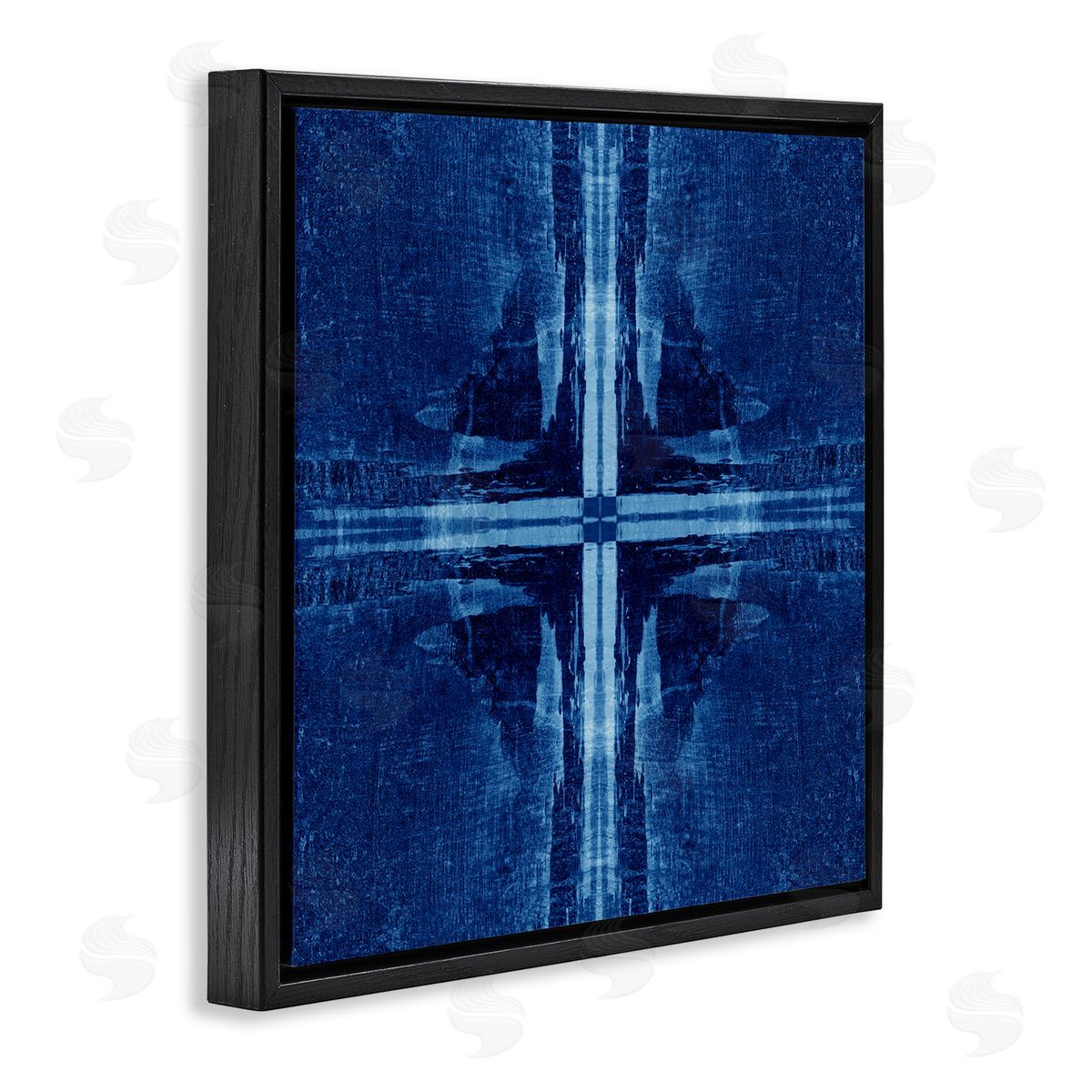 El Perkin Dark Geometric Quadrants Black Floating Frame Canvas Wall Art Print