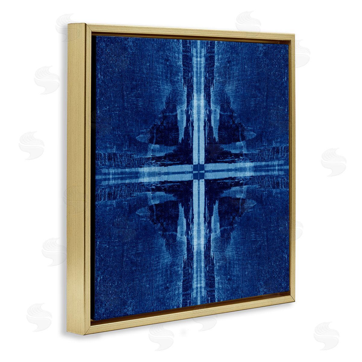 El Perkin Dark Geometric Quadrants Gold Floating Frame Canvas Wall Art Print