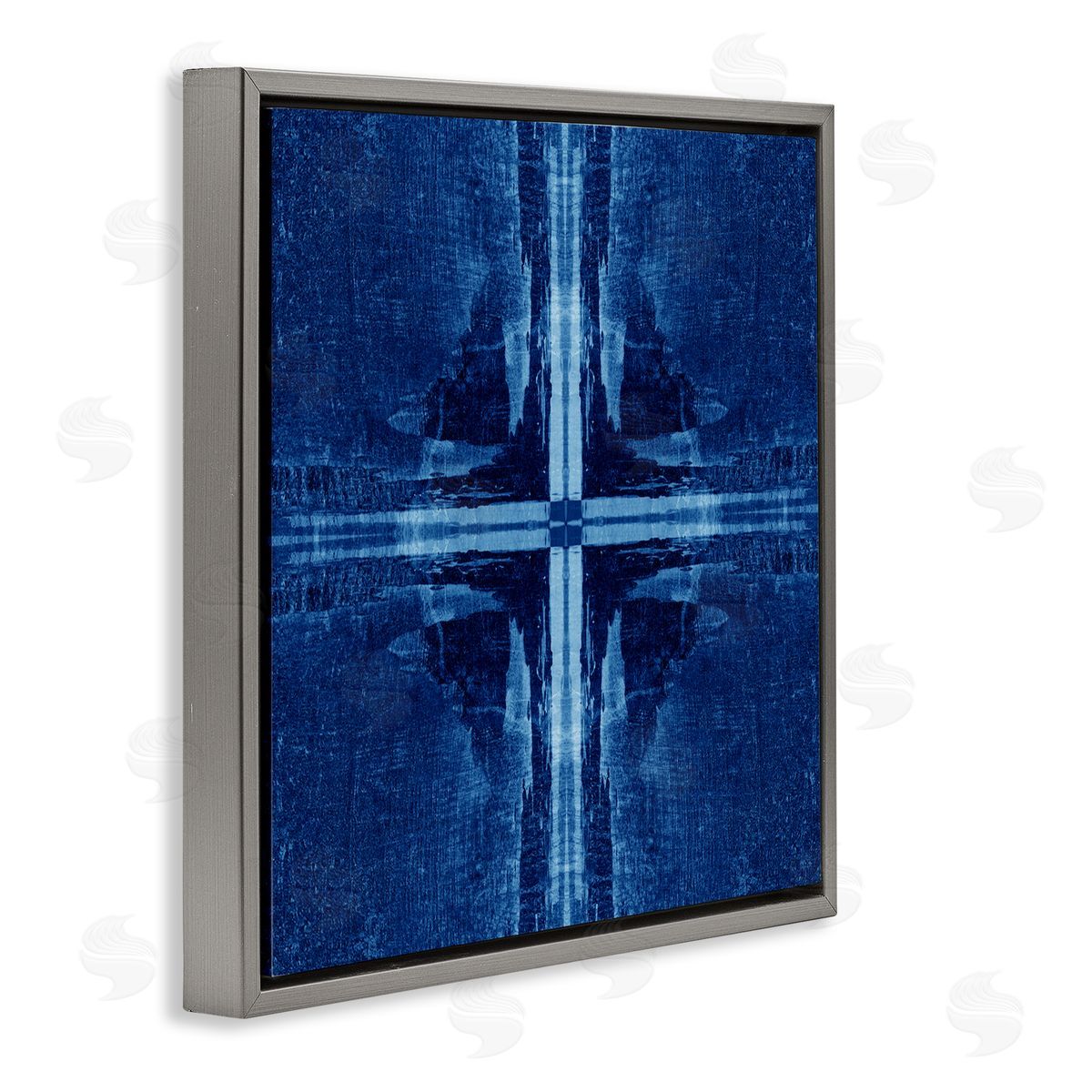 El Perkin Dark Geometric Quadrants Gray Floating Frame Canvas Wall Art Print