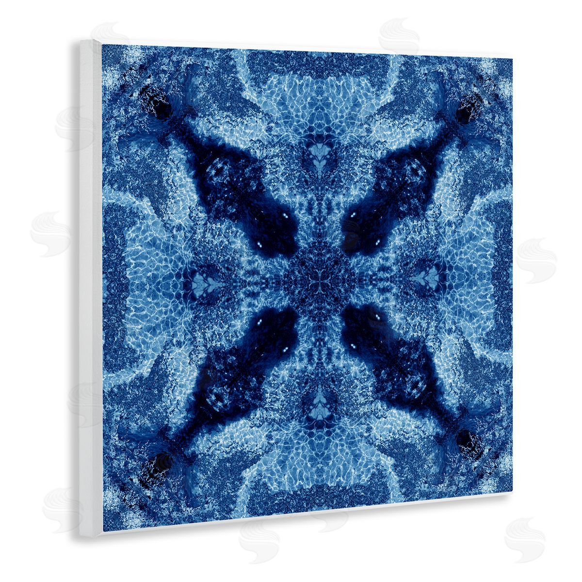 El Perkin Blue Mosaic Motif Wooden Wall Plaque Art Print