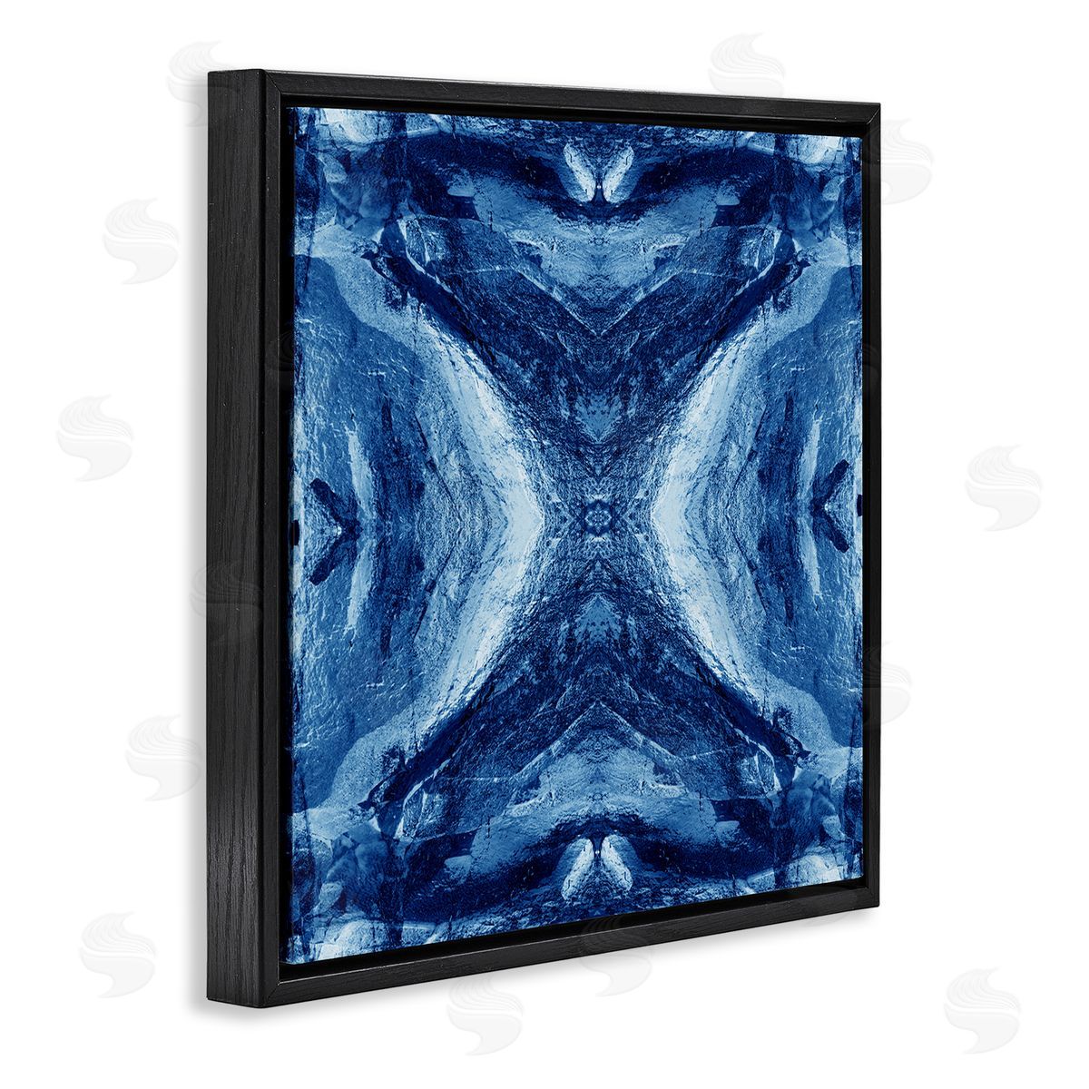 El Perkin Rustic Mirrored Motif Black Floating Frame Canvas Wall Art Print