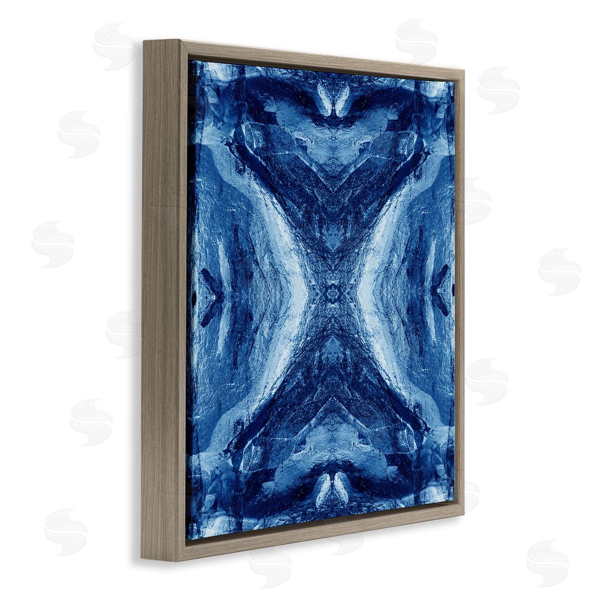 El Perkin Rustic Mirrored Motif Brown Floating Frame Canvas Wall Art Print