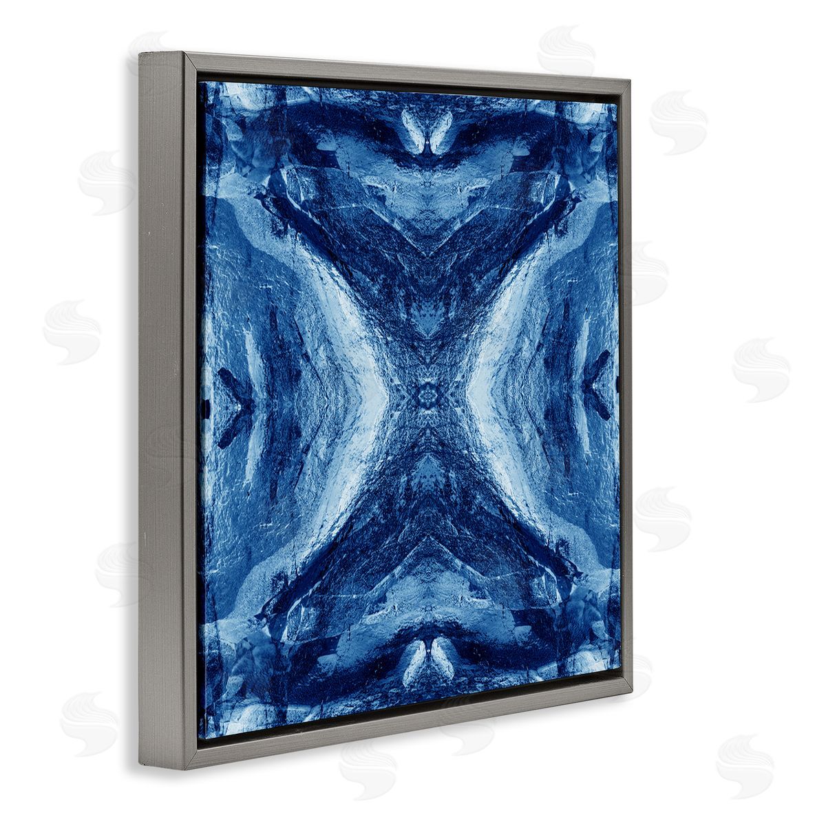 El Perkin Rustic Mirrored Motif Gray Floating Frame Canvas Wall Art Print