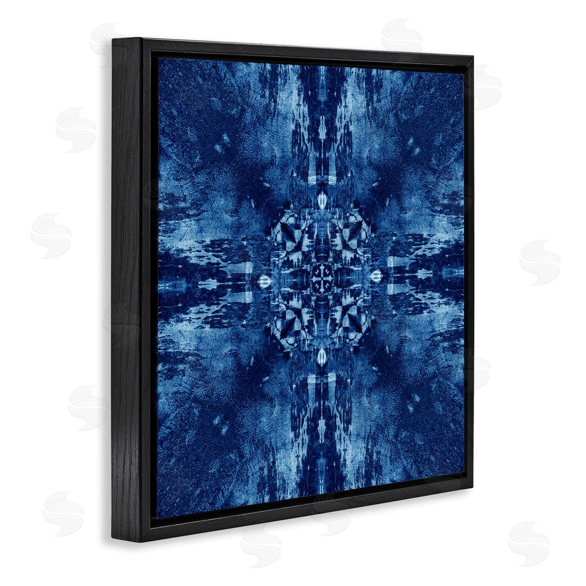 El Perkin Mosaic Tie Dye Motif Black Floating Frame Canvas Wall Art Print