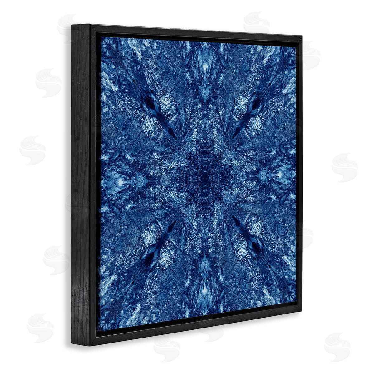 El Perkin Centric Symmetry Pattern Black Floating Frame Canvas Wall Art Print