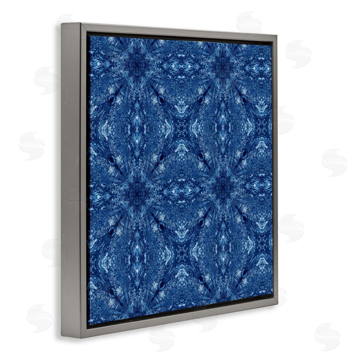 El Perkin Patterned Mosaic Tile Gray Floating Frame Canvas Wall Art Print