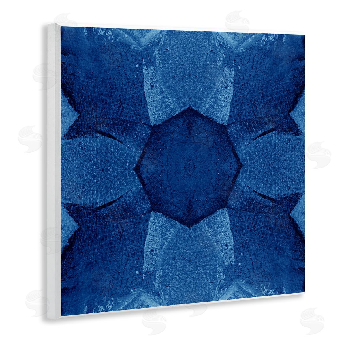 El Perkin Blue Centric Pattern Wooden Wall Plaque Art Print