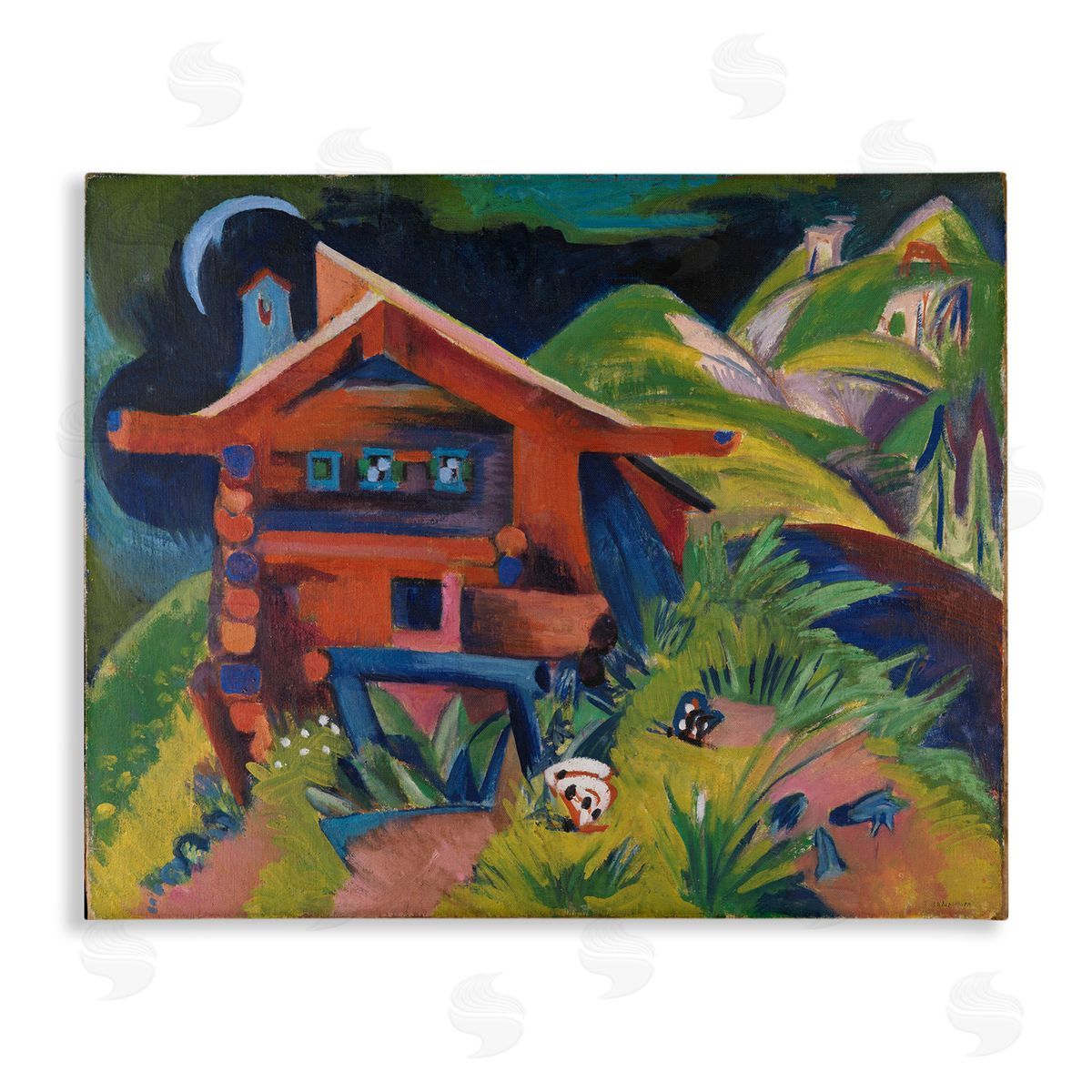 one1000paintings Kirchner Landscape Cabin Canvas Wall Art Print