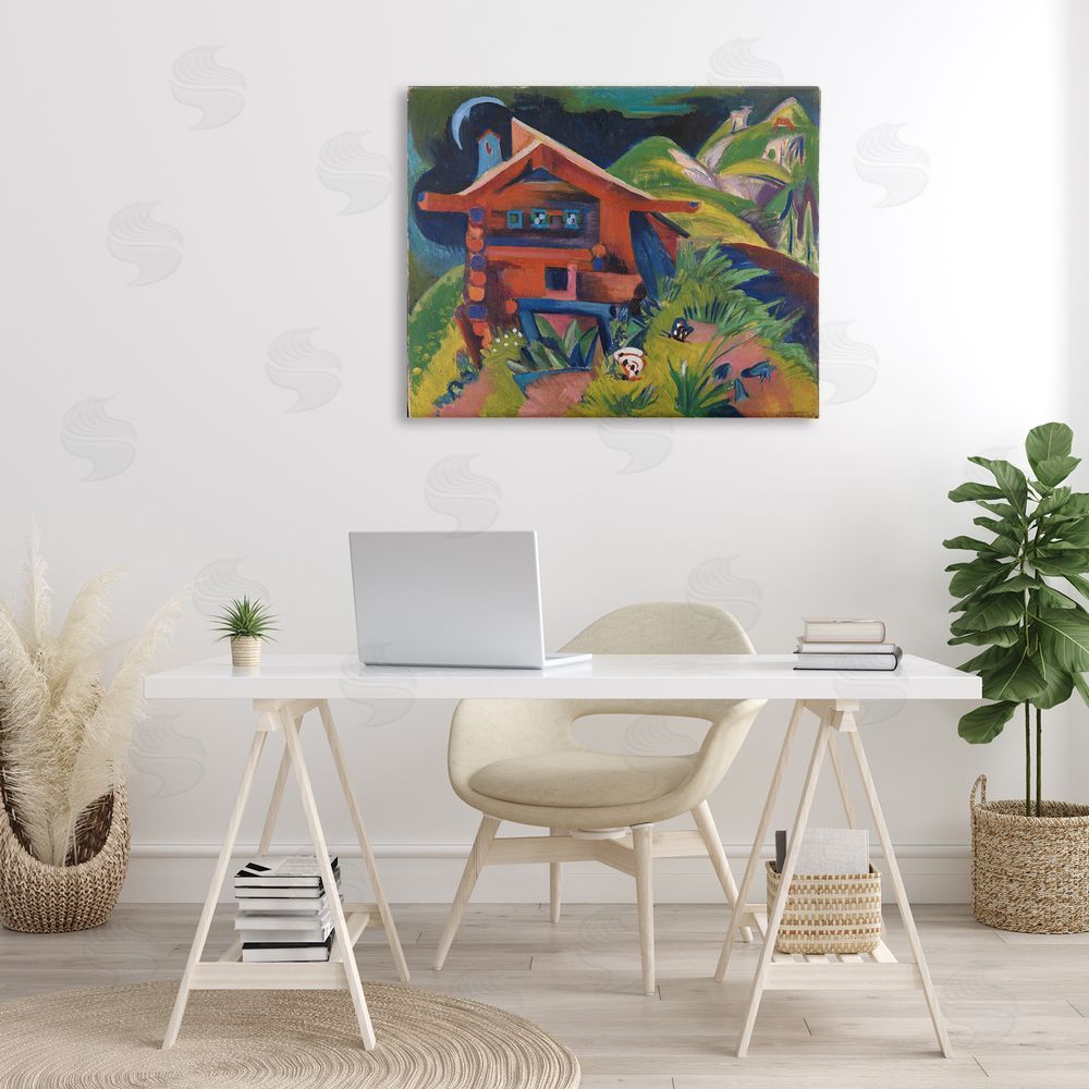 one1000paintings Kirchner Landscape Cabin Canvas Wall Art Print in Room