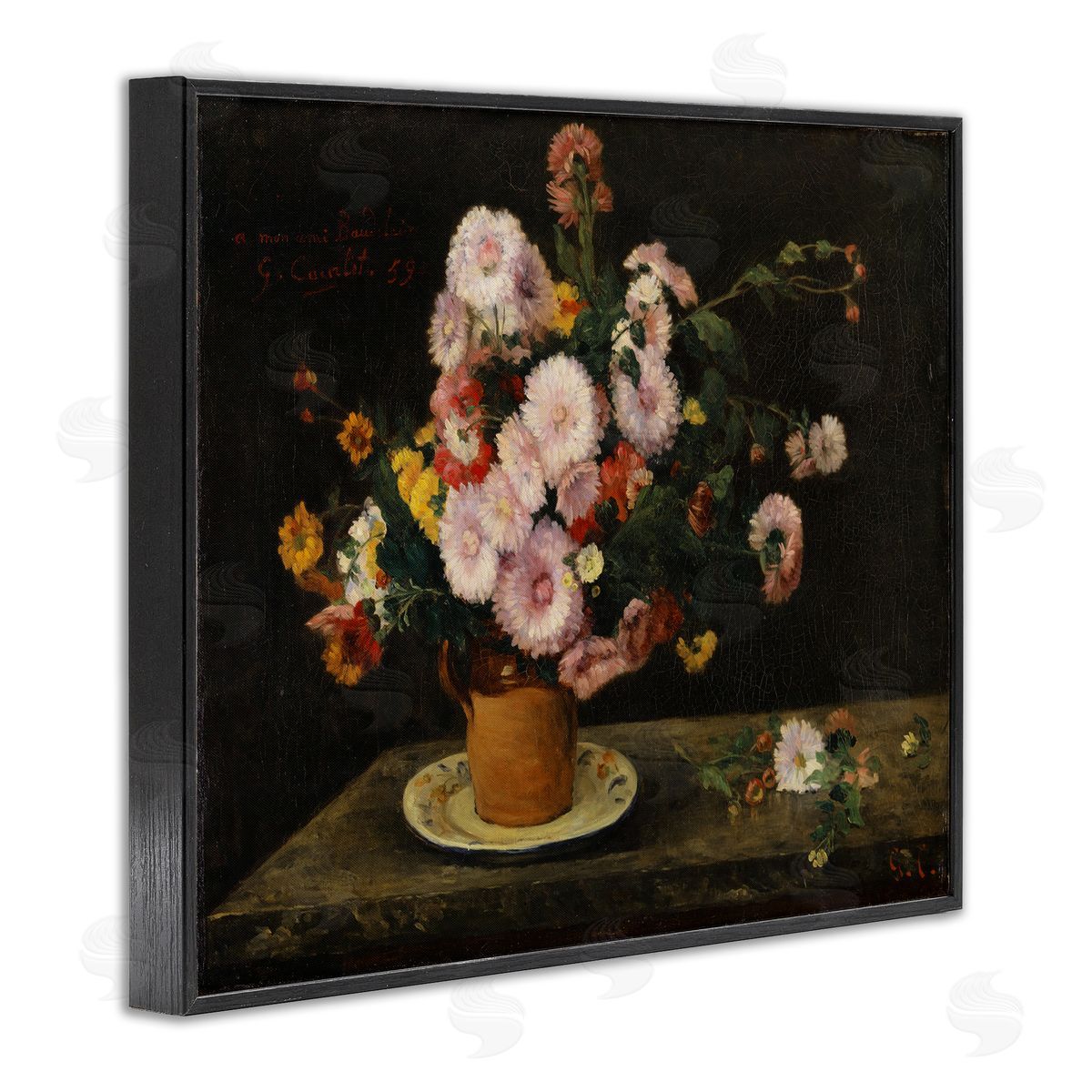 one1000paintings Classical Bouquet of Asters Black Framed Giclee Wall Art Print