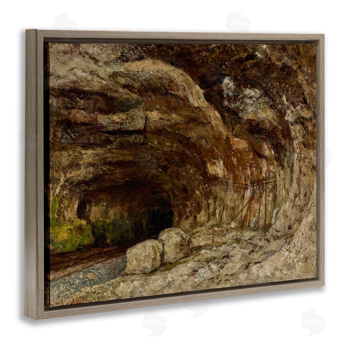 one1000paintings Classical Grotto of Sarrazine Brown Floating Frame Canvas Wall Art Print