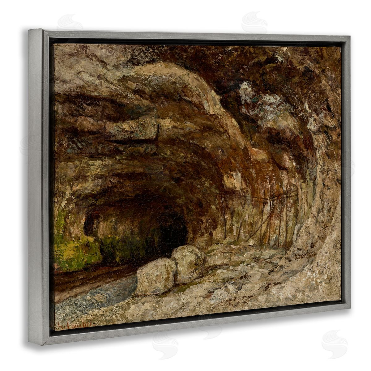 one1000paintings Classical Grotto of Sarrazine Gray Floating Frame Canvas Wall Art Print