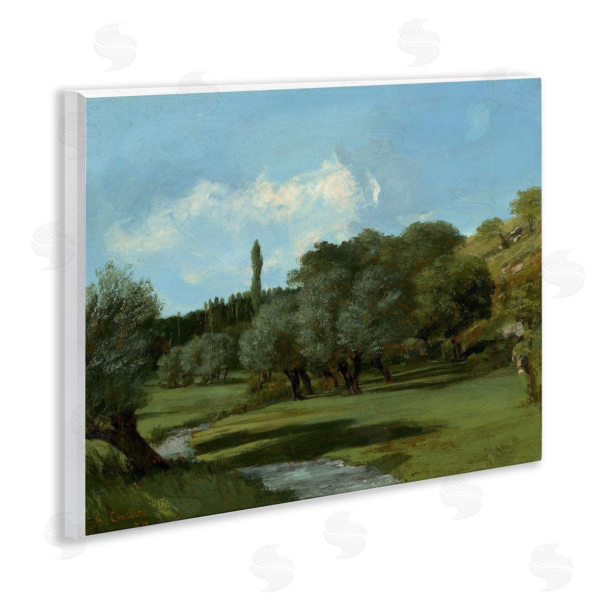 one1000paintings Classical Green Field Landscape Wooden Wall Plaque Art Print