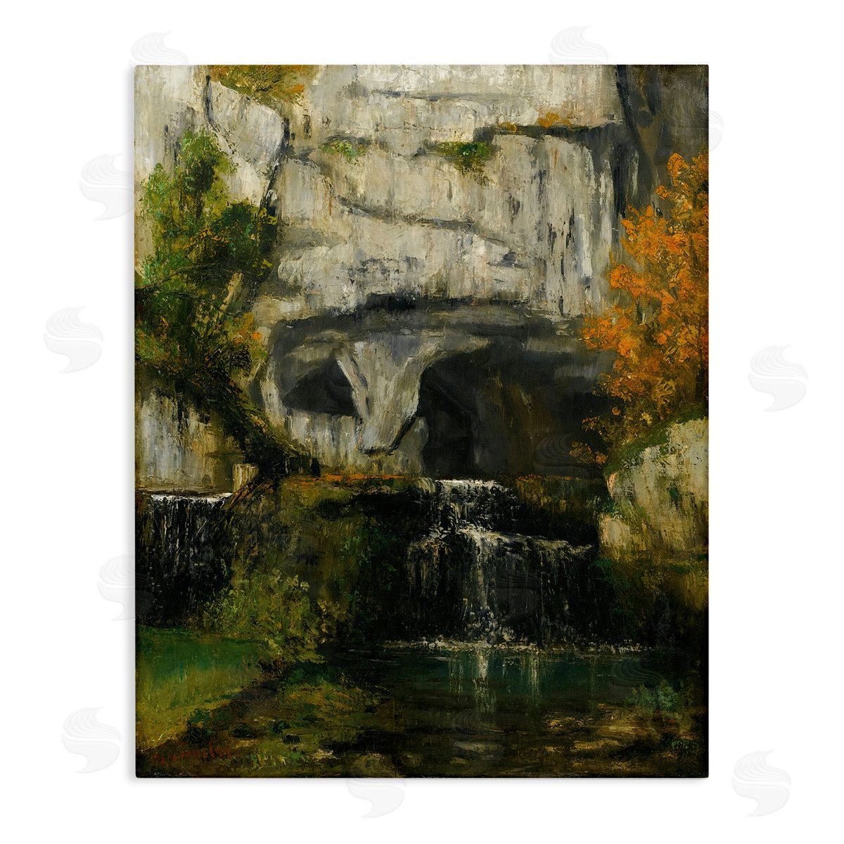 one1000paintings Classic Courbet Waterfall Canvas Wall Art Print