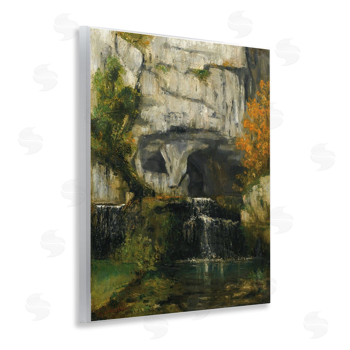 one1000paintings Classic Courbet Waterfall Wooden Wall Plaque Art Print