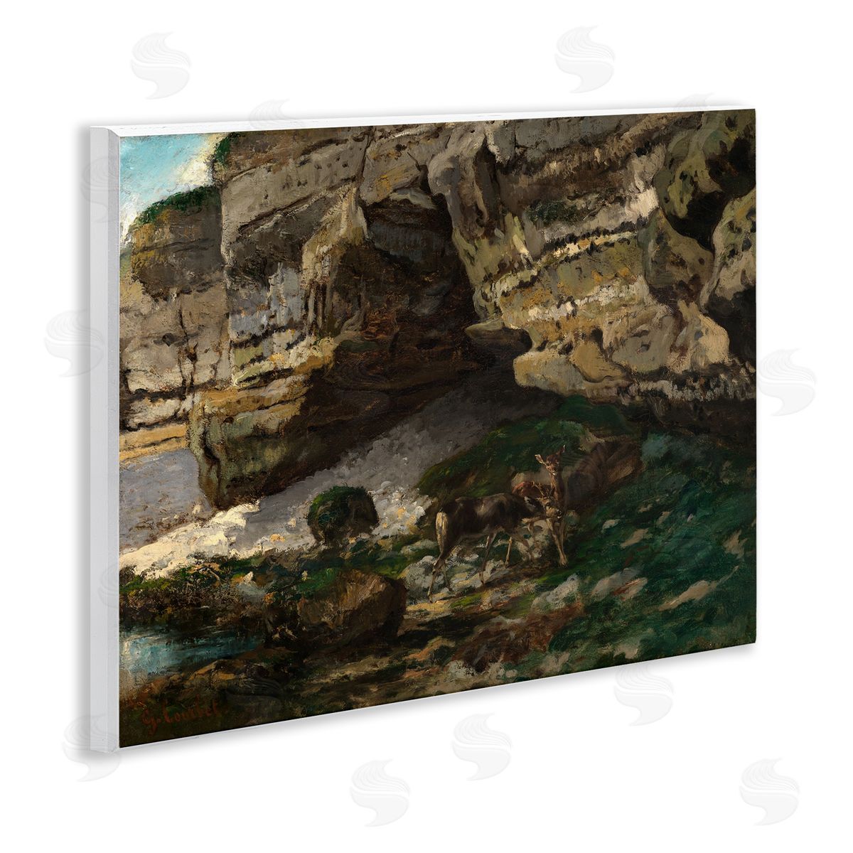 one1000paintings Classic Courbet Cliff Landscape Wooden Wall Plaque Art Print