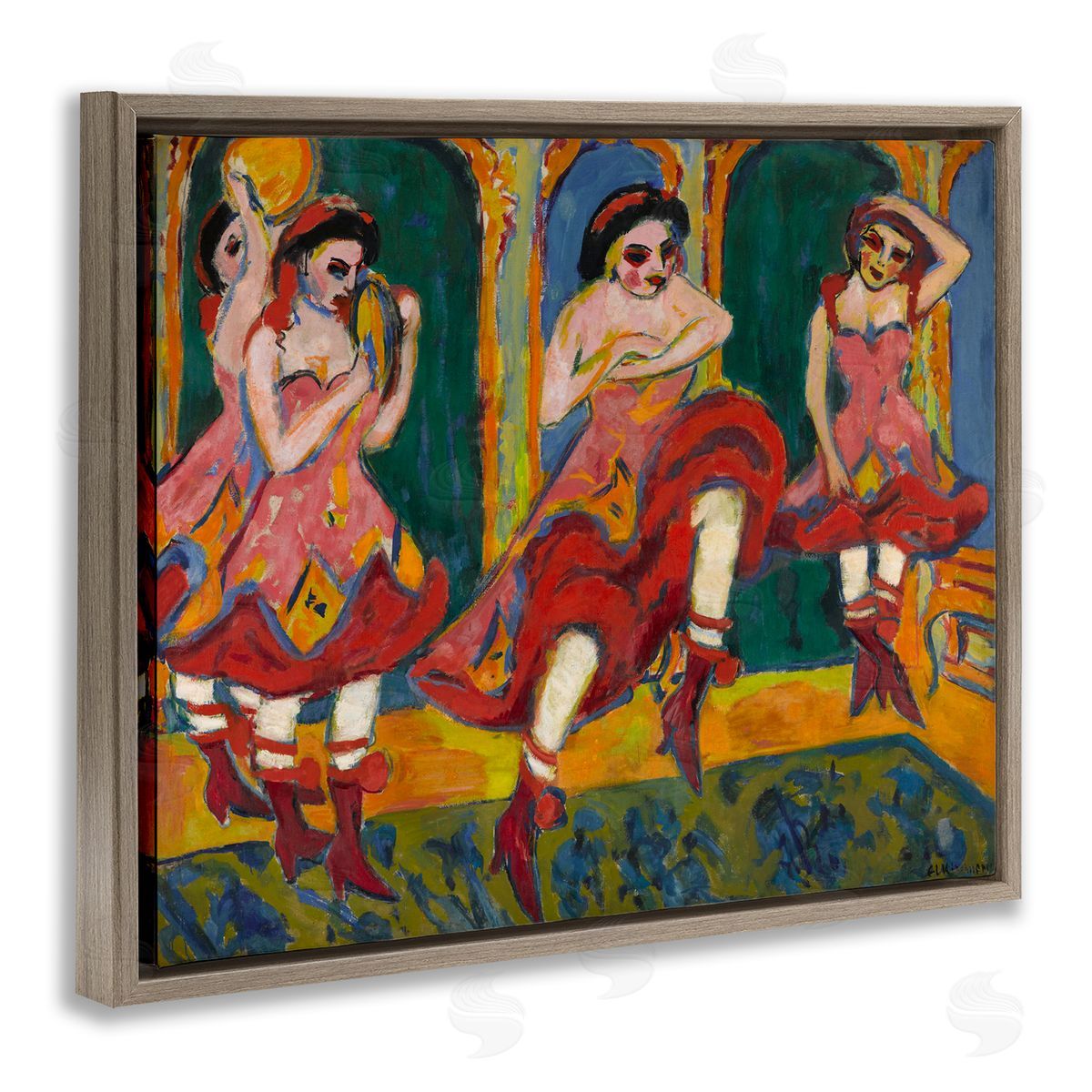 one1000paintings Classic Czardas Dancers Brown Floating Frame Canvas Wall Art Print