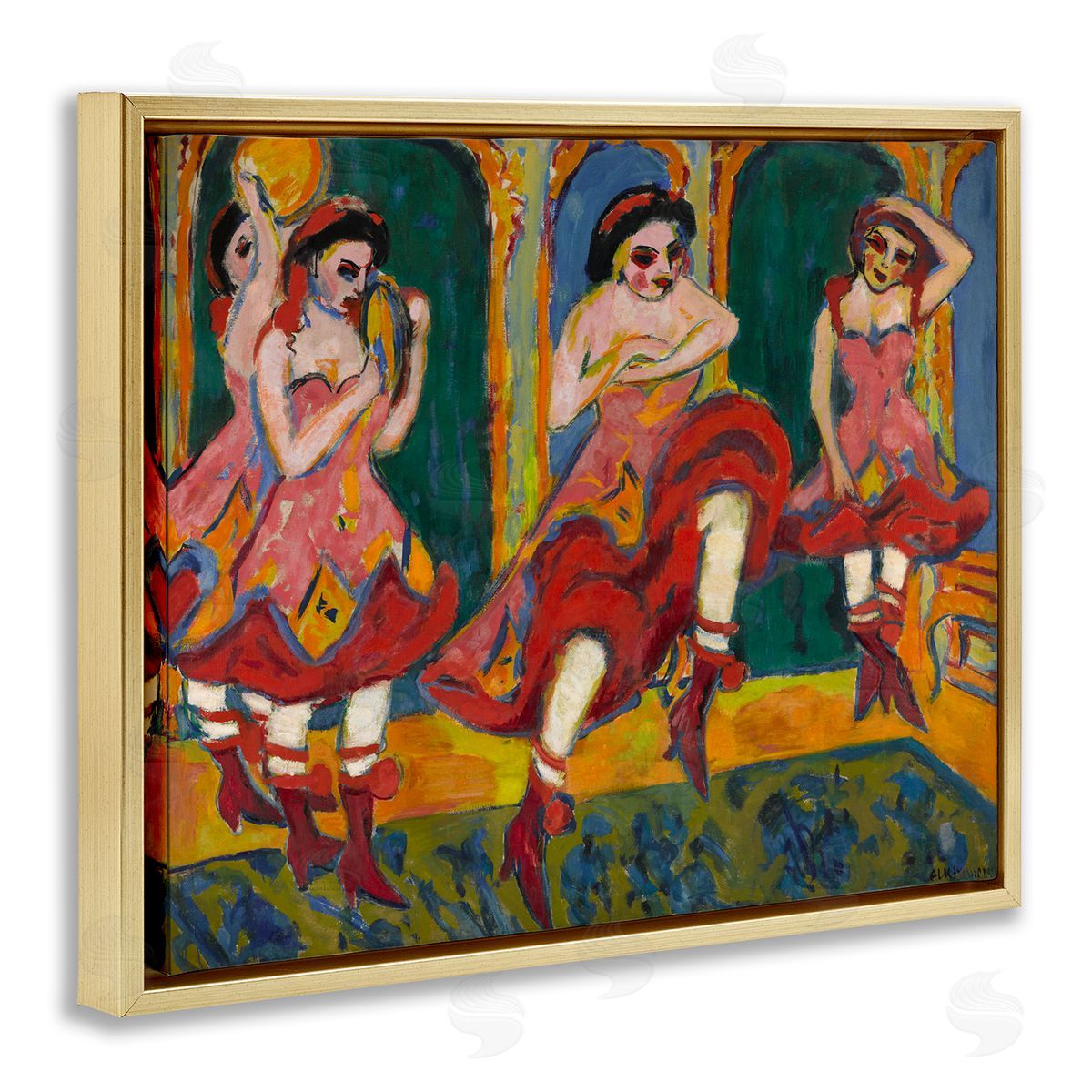 one1000paintings Classic Czardas Dancers Gold Floating Frame Canvas Wall Art Print
