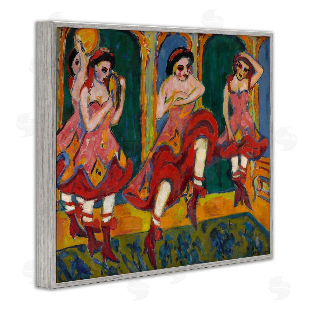 one1000paintings Classic Czardas Dancers Gray Framed Giclee Wall Art Print