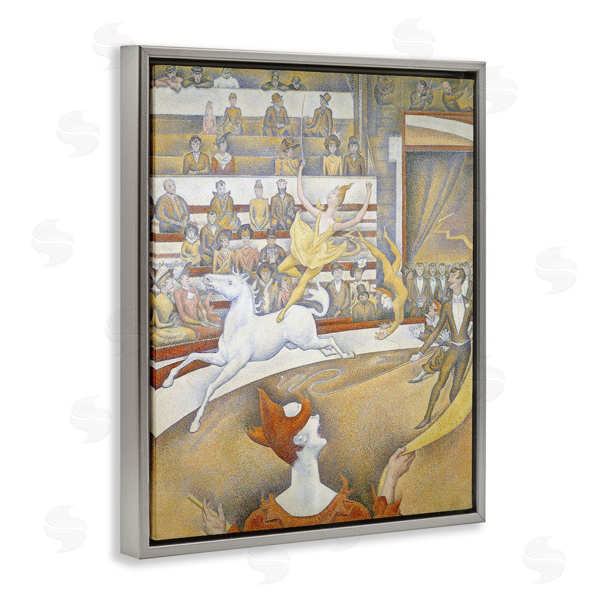 one1000paintings Classic Seurat Circus Gray Floating Frame Canvas Wall Art Print