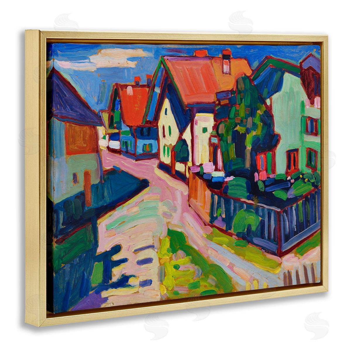 one1000paintings Kandinsky Murnau Landscape Gold Floating Frame Canvas Wall Art Print