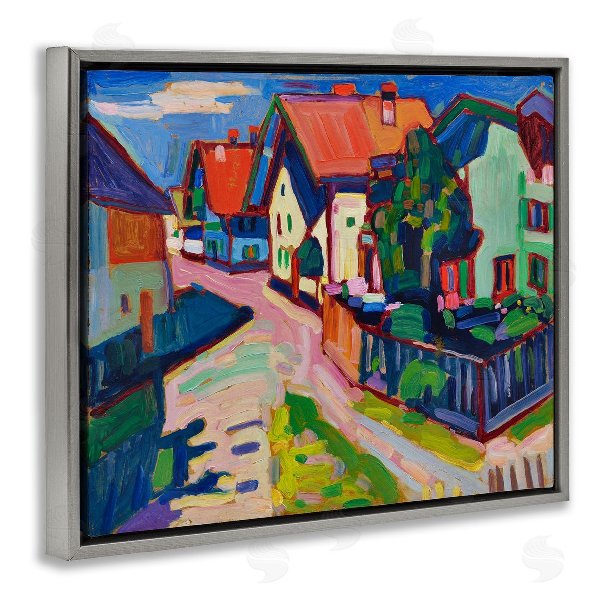 one1000paintings Kandinsky Murnau Landscape Gray Floating Frame Canvas Wall Art Print