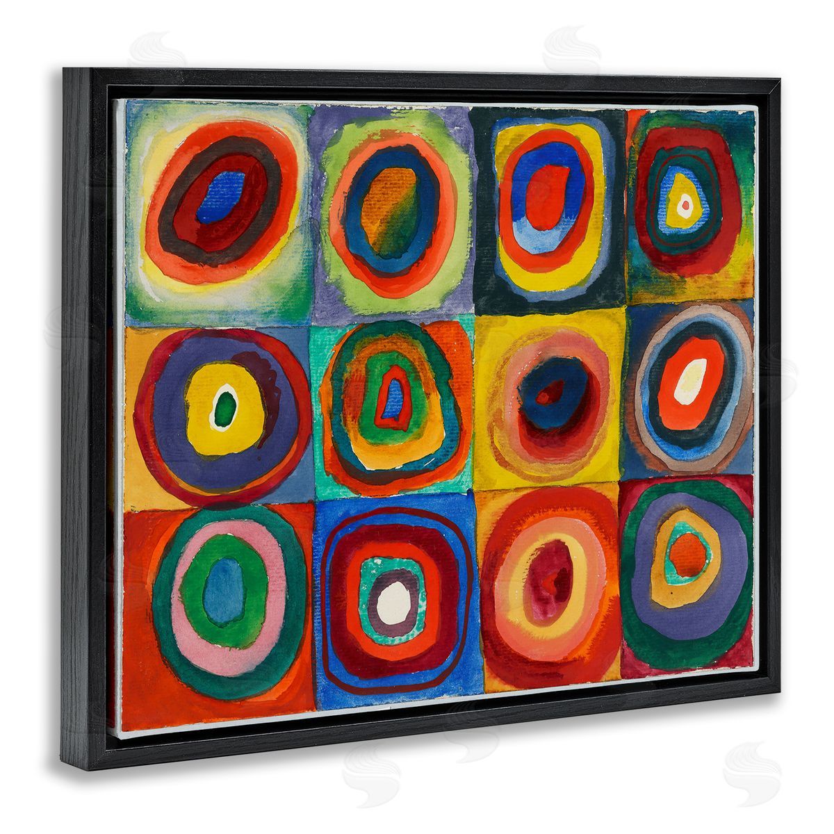 one1000paintings Kandinsky Classic Circles Black Floating Frame Canvas Wall Art Print