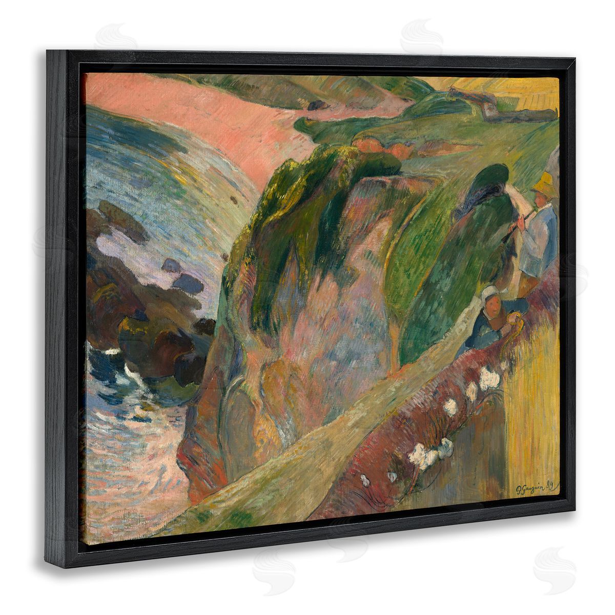 one1000paintings Classic Gauguin Above The Sea Black Floating Frame Canvas Wall Art Print