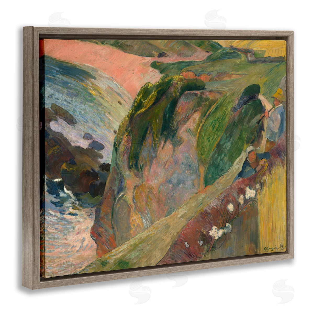 one1000paintings Classic Gauguin Above The Sea Brown Floating Frame Canvas Wall Art Print